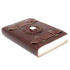 Bőr kötésű notesz Holdkő díszítéssel, szíjjal