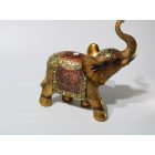 Szerencsehozó elefánt figura műgyanta 23cm, arany- bordó