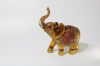 Szerencsehozó elefánt figura műgyanta 23cm, arany- bordó