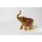 Szerencsehozó elefánt figura műgyanta 23cm, arany- bordó