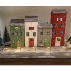 Karácsonyi Falu Led Világítással 4 db-os