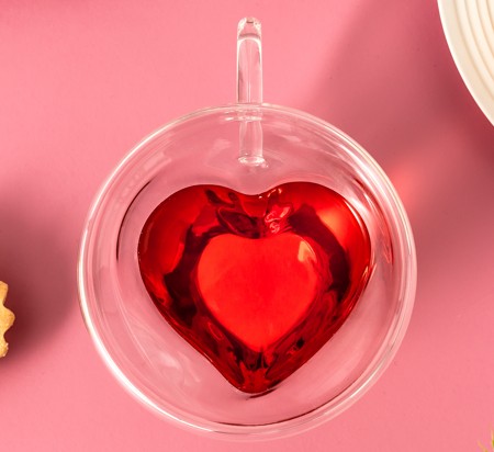 Duplafalú pohár, szív alakú