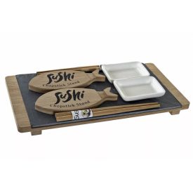 Sushi tálaló szett 9 db-os, bambusz tálcán