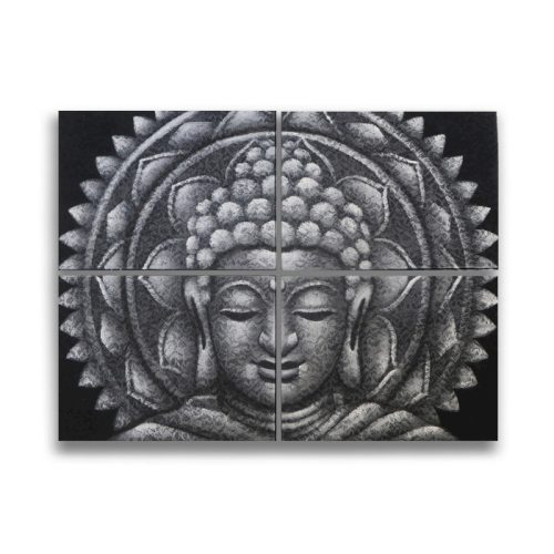 Buddha Mandala Festmény - Szürke Brokát Hatás