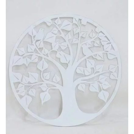 Életfa fém fali dekoráció fehér, 60 cm