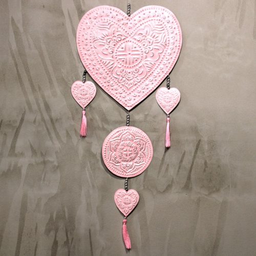Fém Fali Dekoráció - Szív, rózsaszín