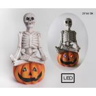 Kültéri Led-es Dekoráció Halloween Tök Csontvázzal 44 cm