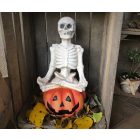 Kültéri Led-es Dekoráció Halloween Tök Csontvázzal 44 cm