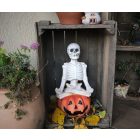 Kültéri Led-es Dekoráció Halloween Tök Csontvázzal 44 cm
