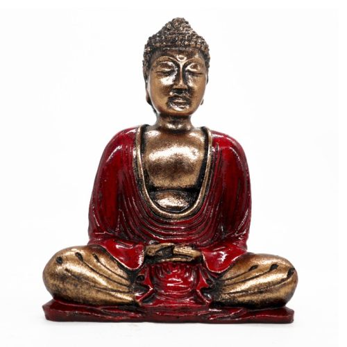 Buddha Figura Piros, Arany - Közepes
