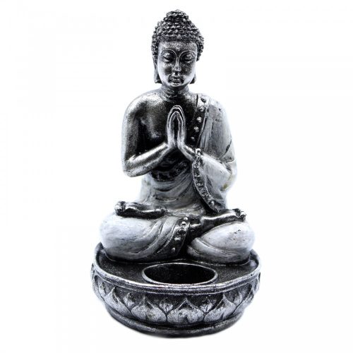 Buddha mécsestartó - Fehér - Közepes