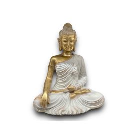 Ülő Buddha Szobor Fehér-Arany