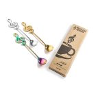Violinkulcs alakú teáskanál készlet, színes