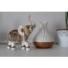 Szerencsehozó elefánt figura műgyanta 23cm, fehér-barna
