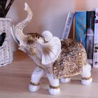 Szerencsehozó elefánt figura műgyanta 23cm, fehér-barna
