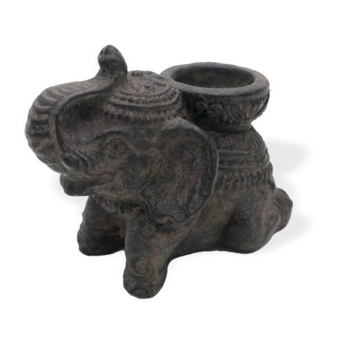 Füstölőtartó & Gyertyatartó elefánt, fekete antik