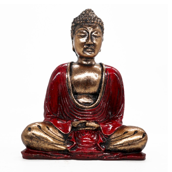 Buddha Figura Piros Arany - Közepes