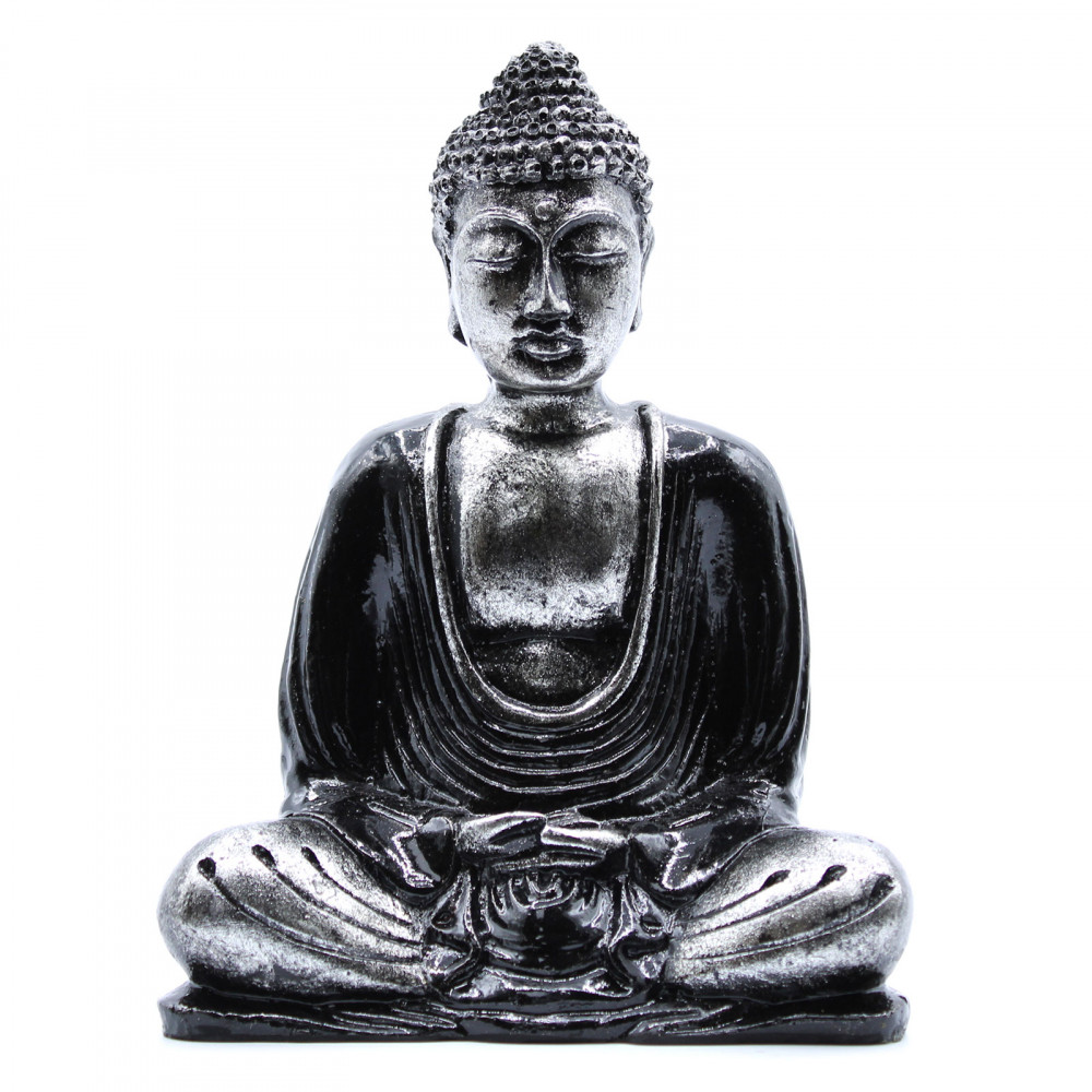 Buddha Figura Fekete, Szürke - Közepes
